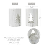 Evergreen Distressed White Metal Candle Holder