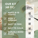 Sourdough Starter Kit with 68oz Glass Jar, Spatula & More
