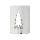 Evergreen Distressed White Metal Candle Holder