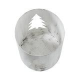 Evergreen Distressed White Metal Candle Holder