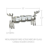 Metal Reindeer Three-Votive Mercury Glass Candle Holder