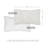 White Chunky Cable Knit Lumbar Throw Pillow 12x20