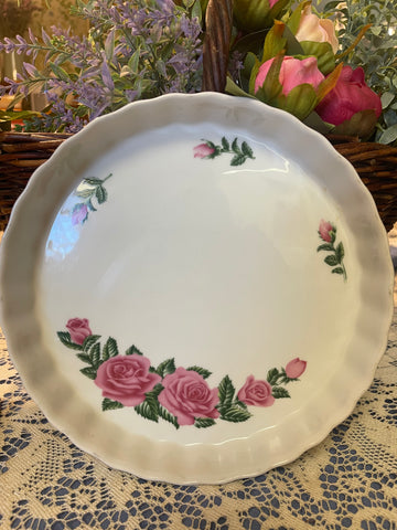 Vintage Rose Quiche Dish