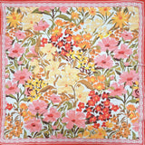 Vintage Botanical Floral Print Square Bandana Scarf: Orange
