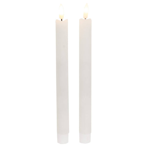 2/Set - White Wax Timer Tapers - 10"H