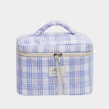 Colorful Plaid Quilted Cosmetic Case: Blue