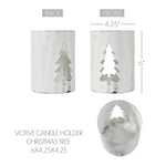 Evergreen Distressed White Metal Candle Holder