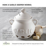 Fox Run Ceramic Garlic Keeper, White, 5.75" x 5.25" x 5.5"