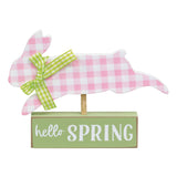 Pink & White Buffalo Check Bunny on Hello Spring Sitter