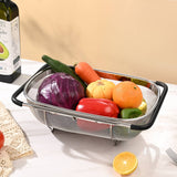 Large Stainless Steel Colander, Extendable Handle