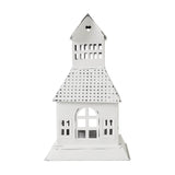 Metal Village House Tealight Holder Distressed White 9.5"