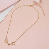 Metal Horsbit Pendant Necklace: Yellow Gold