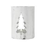 Evergreen Distressed White Metal Candle Holder