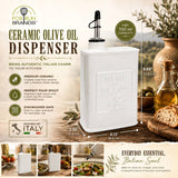 Fox Run White Ceramic Oil Can, 700 ML Olive Oil Dispenser