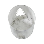 Evergreen Distressed White Metal Candle Holder
