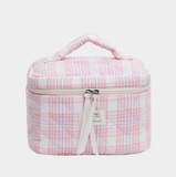 Colorful Plaid Quilted Cosmetic Case: Green