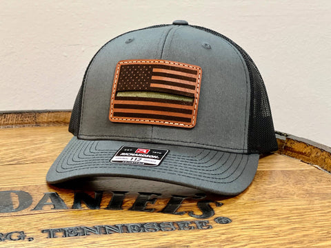 Thin Green Line Leather Patch Hat