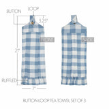 Annie Buffalo Check Blue Button Loop Tea Towel