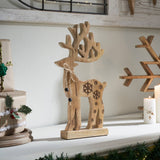 Natural Wooden Snowflake Reindeer 16x8x2