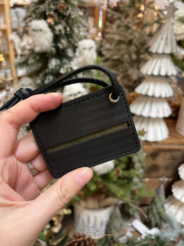 Thin Green Line-Leather Key Chain