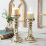 Mercury Glass Pillar Candle Holder