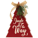 Jingle All the Way Red Wooden Christmas Tree w/Burlap Bow