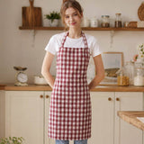 Classic Plaid Pattern Kitchen Apron: Red