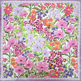 Vintage Botanical Floral Print Square Bandana Scarf: Purple