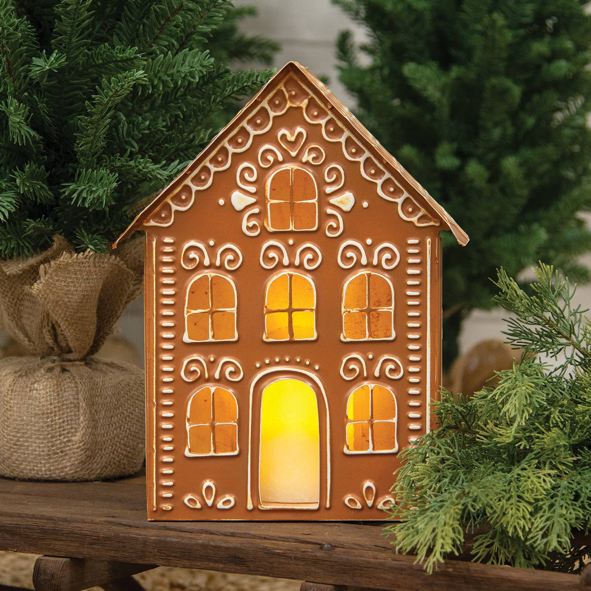 Metal Gingerbread House Luminary - 12