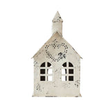 Tealight Holder Metal Village House C Antique Cream 9x5x5