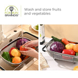 Large Stainless Steel Colander, Extendable Handle