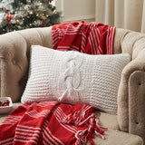 White Chunky Cable Knit Lumbar Throw Pillow 12x20