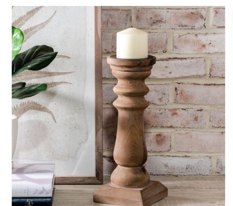 14" Wood Candle Holder