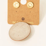 Gold Dipped Smiley Face Stud Earrings