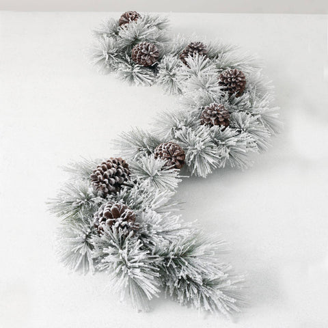 FLOCKED PINE & CONE GARLAND 1