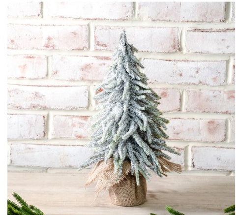 10.5" Frosted Tree In Burlap
