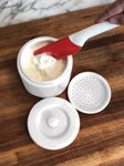 Porcelain Grease Container, White, 5" x 5" x 5"