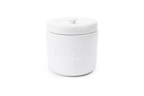 Porcelain Grease Container, White, 5" x 5" x 5"