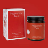 Peppermint Twist Essential Oil Beeswax Jar Candle: Non-Toxic