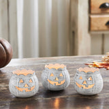 Jack-O-Lantern Candle Holder Antique White - 3x3.5x3.5
