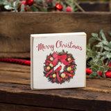 Merry Christmas Wreath Square Block