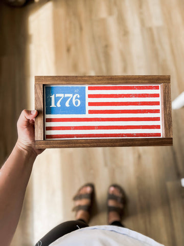 1776 Flag | 4th of July, Wall Decor, Made in the USA: 13x7" / Color