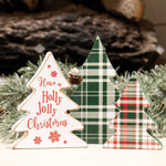 Wooden Holly Jolly Plaid Christmas Trees