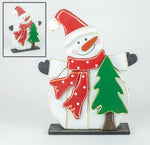 SNOWMAN AND TREE WOODEN STANDER