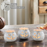 Jack-O-Lantern Candle Holder Antique White - 3x3.5x3.5
