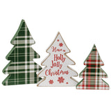 Wooden Holly Jolly Plaid Christmas Trees