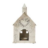Tealight Holder Metal Village House C Antique Cream 9x5x5