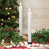 2/Set - White Wax Timer Tapers - 10"H