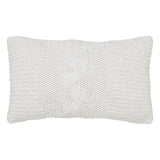 White Chunky Cable Knit Lumbar Throw Pillow 12x20