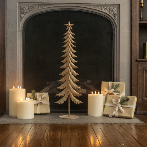 35" GOLD METAL TREE W/ STAR TOPPER
